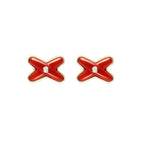 ‏JEUX DE LIENS " أقراط جو دو ليان" ذهب وردي، عقيق أحمر