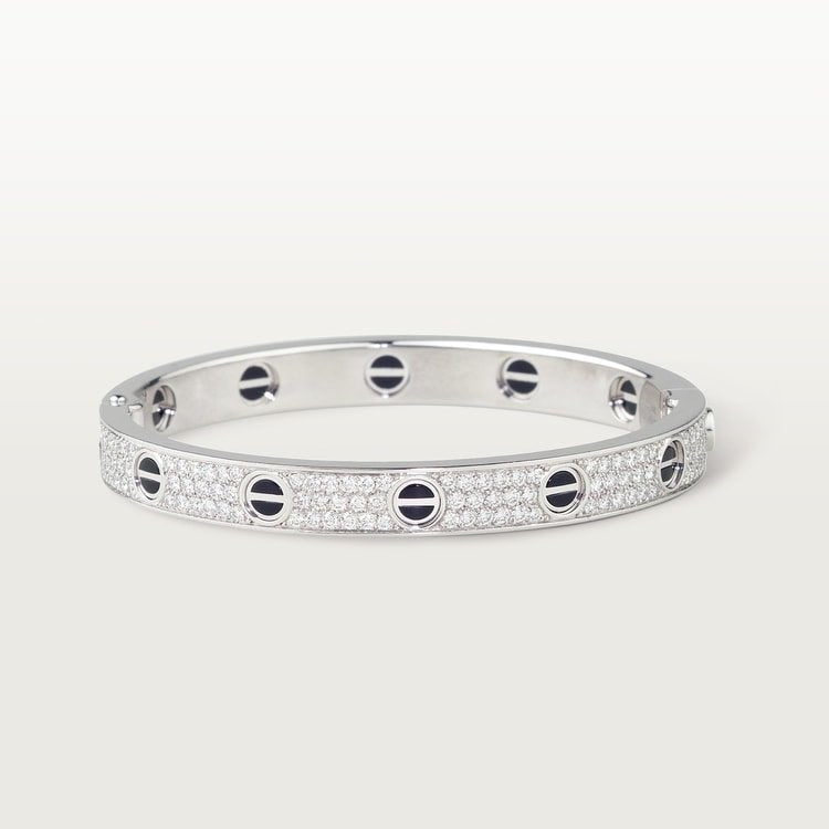 LOVE BRACELET, DIAMOND-PAVED, CERAMIC White gold, ceramic, diamonds