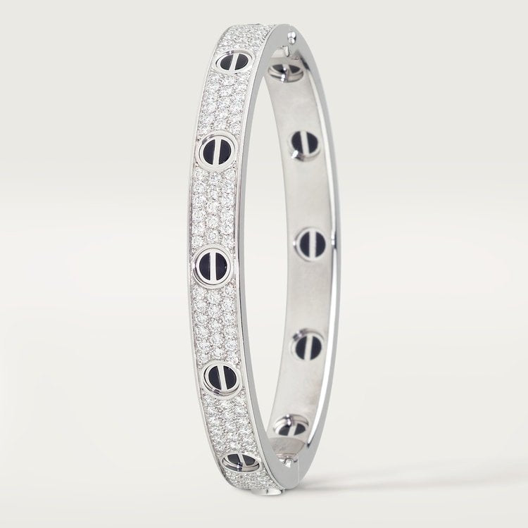 LOVE BRACELET, DIAMOND-PAVED, CERAMIC White gold, ceramic, diamonds