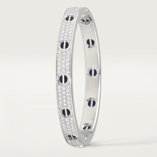 LOVE BRACELET, DIAMOND-PAVED, CERAMIC White gold, ceramic, diamonds