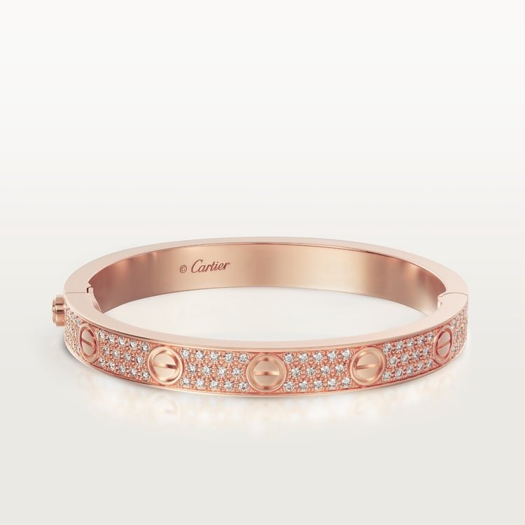 LOVE BRACELET, DIAMOND-PAVED Rose gold, diamonds