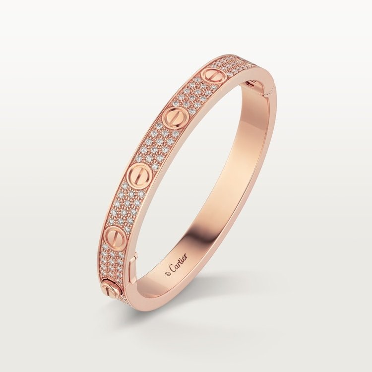 LOVE BRACELET, DIAMOND-PAVED Rose gold, diamonds