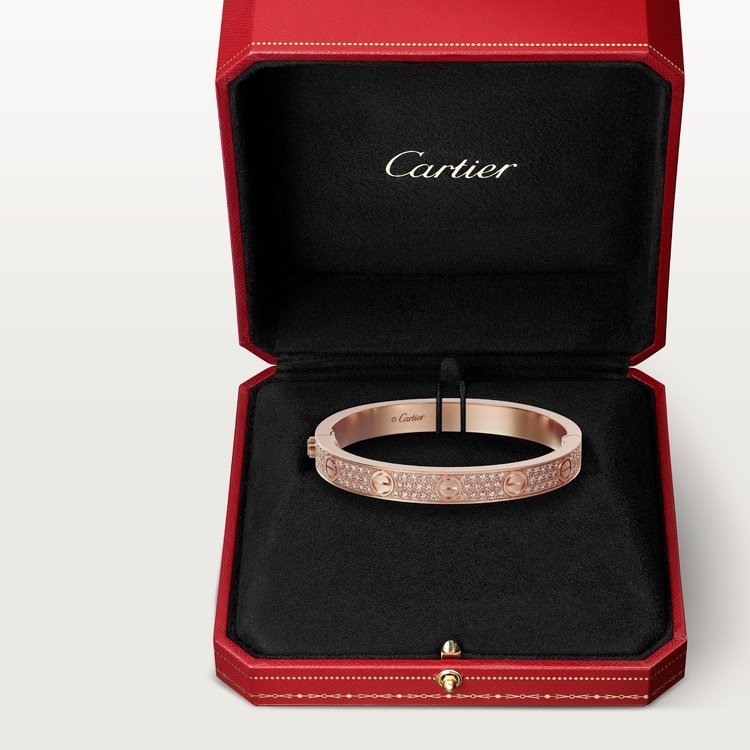 LOVE BRACELET, DIAMOND-PAVED Rose gold, diamonds