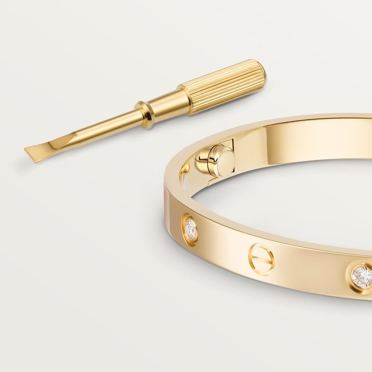 LOVE BRACELET, 4 DIAMONDS Yellow gold,