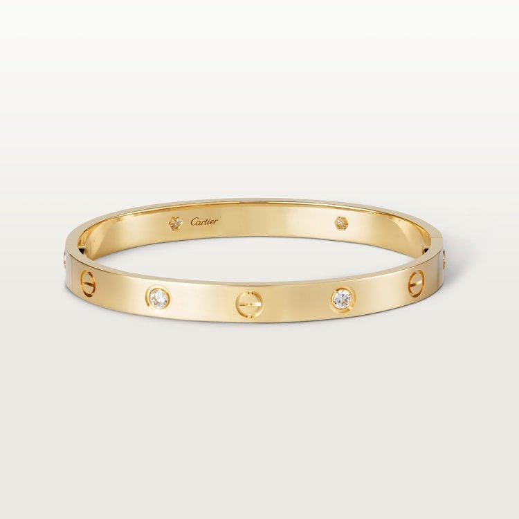 LOVE BRACELET, 4 DIAMONDS Yellow gold,