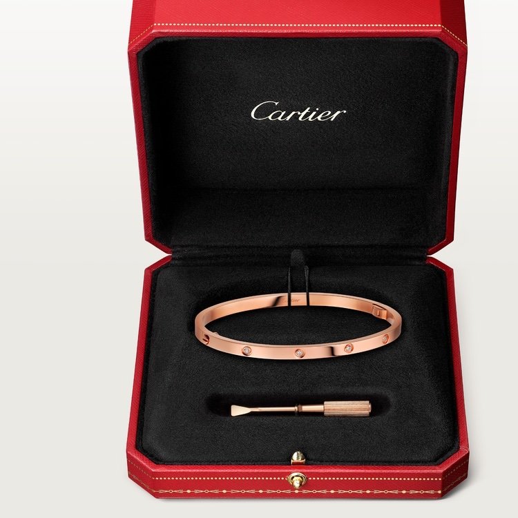 LOVE BRACELET, SMALL MODEL, 10 DIAMONDS Rose gold, diamonds