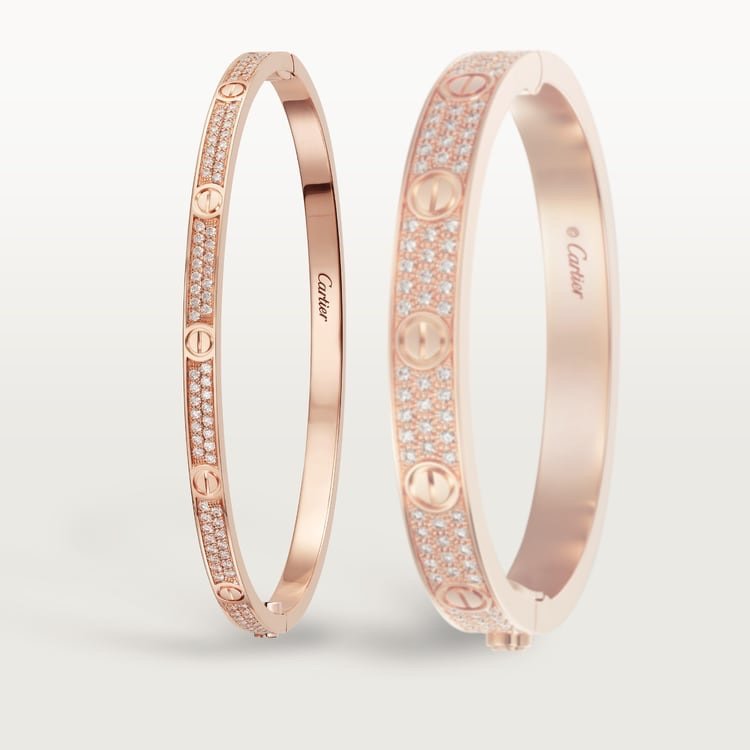 LOVE BRACELET, SMALL MODEL, PAVED Rose gold, diamonds