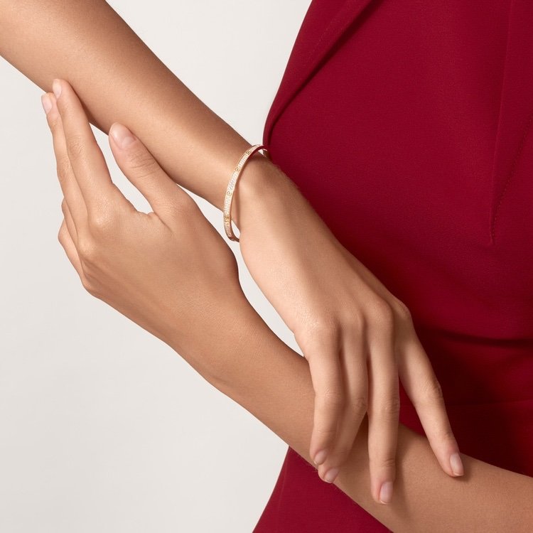 LOVE BRACELET, SMALL MODEL, PAVED Rose gold, diamonds