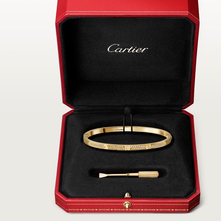 LOVE BRACELET, SMALL MODEL, PAVED Yellow gold, diamonds