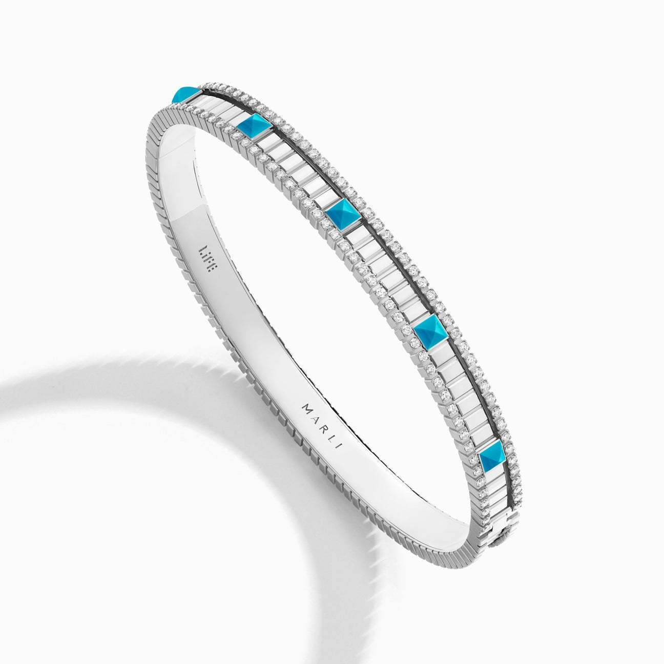LIFE Diamond Hinged Bangle White Gold