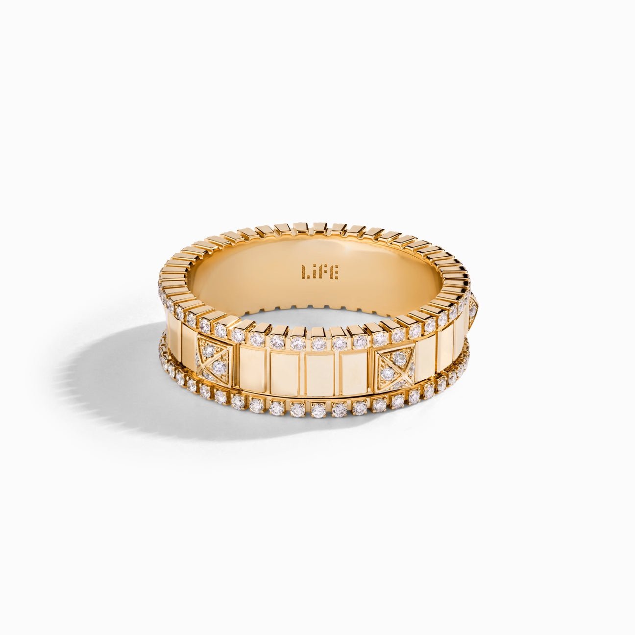 LIFE Full Diamond Spinning Ring Yellow Gold