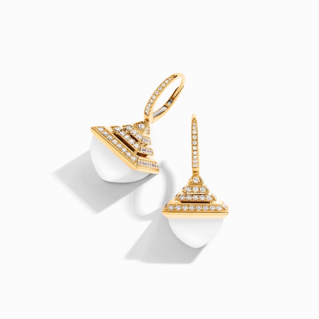 Cleo Rev  Diamond Drop Earrings Yellow Gold