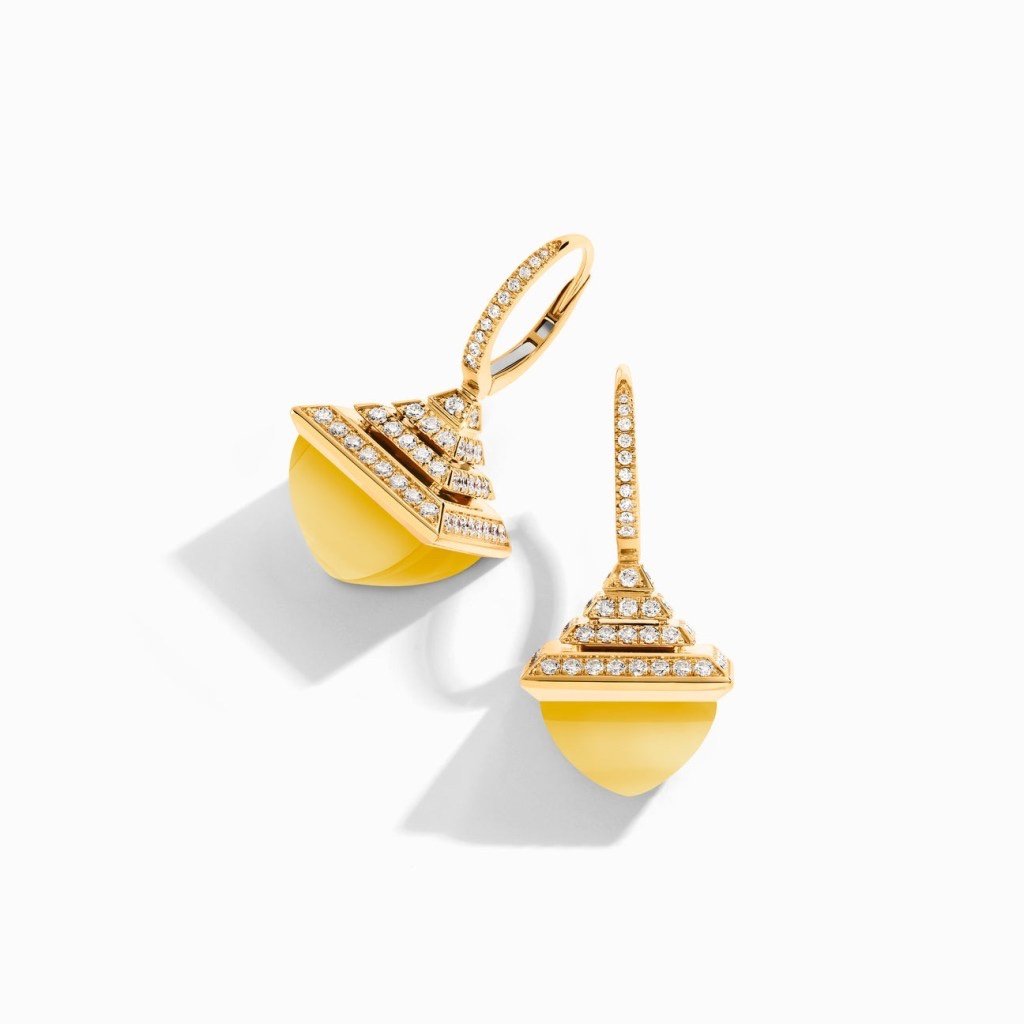 Cleo Rev  Diamond Drop Earrings Yellow Gold
