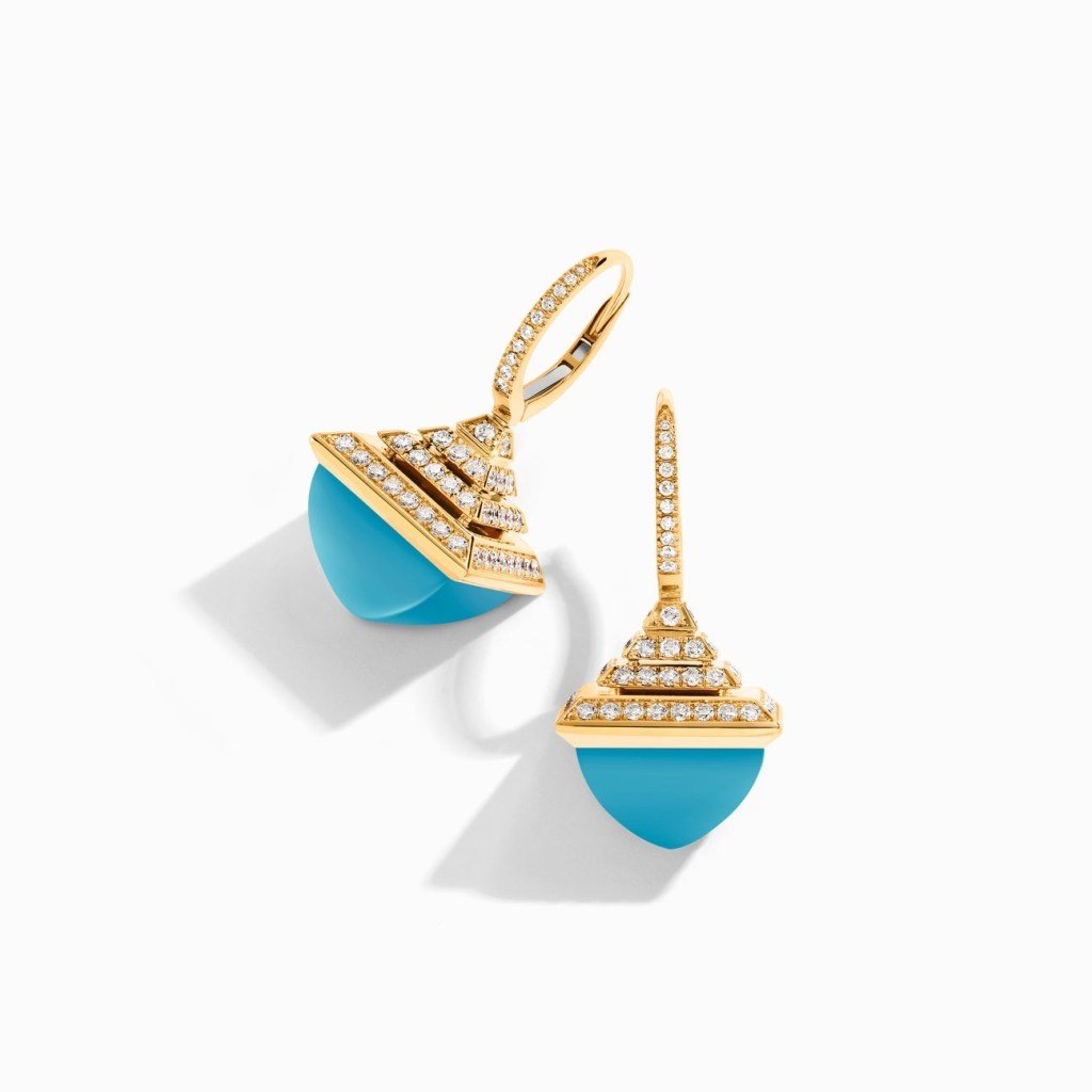 Cleo Rev  Diamond Drop Earrings Yellow Gold