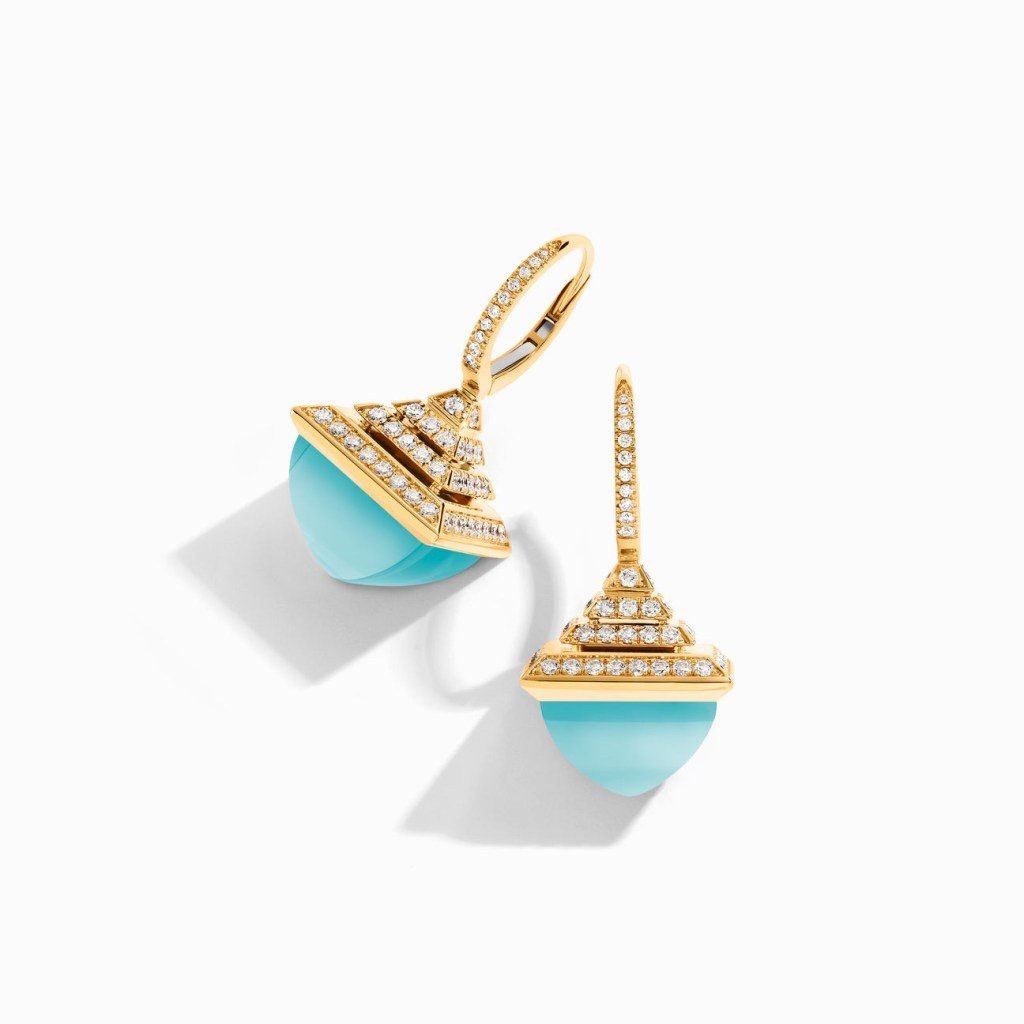 Cleo Rev  Diamond Drop Earrings Yellow Gold