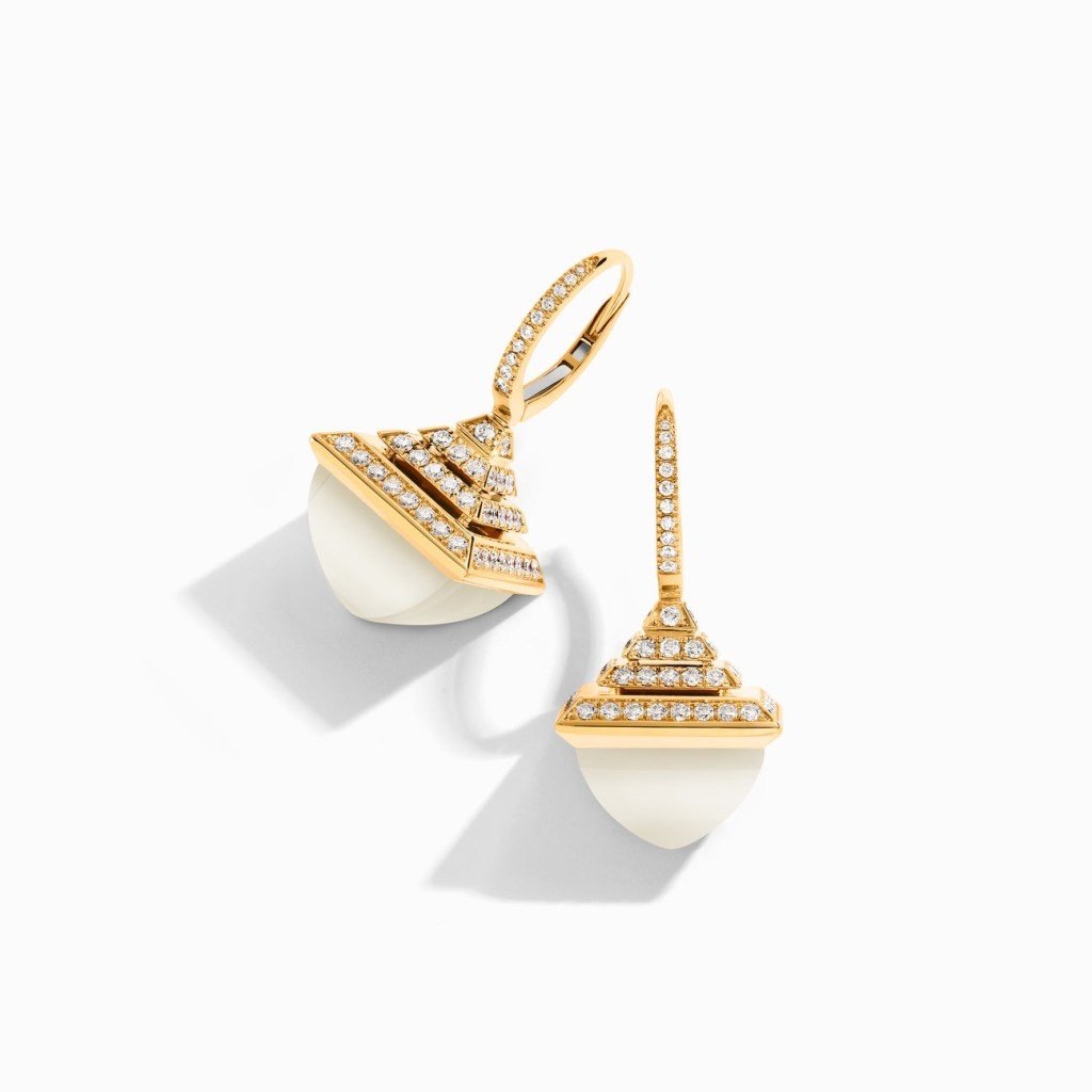 Cleo Rev  Diamond Drop Earrings Yellow Gold