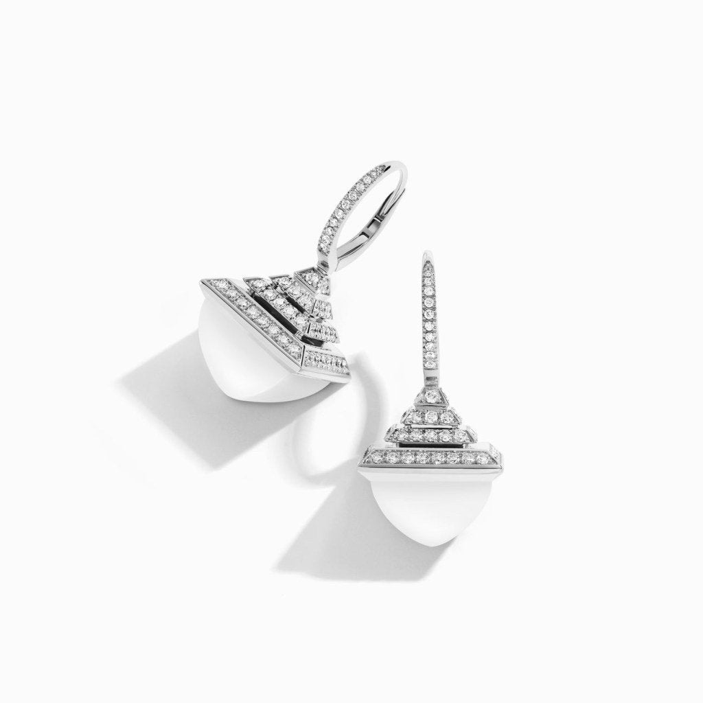 Cleo Rev  Diamond Drop Earrings White Gold