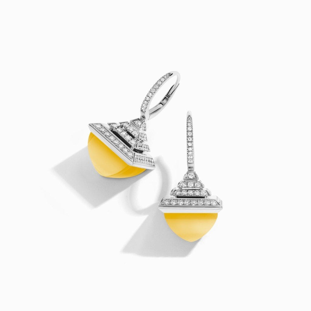 Cleo Rev  Diamond Drop Earrings White Gold