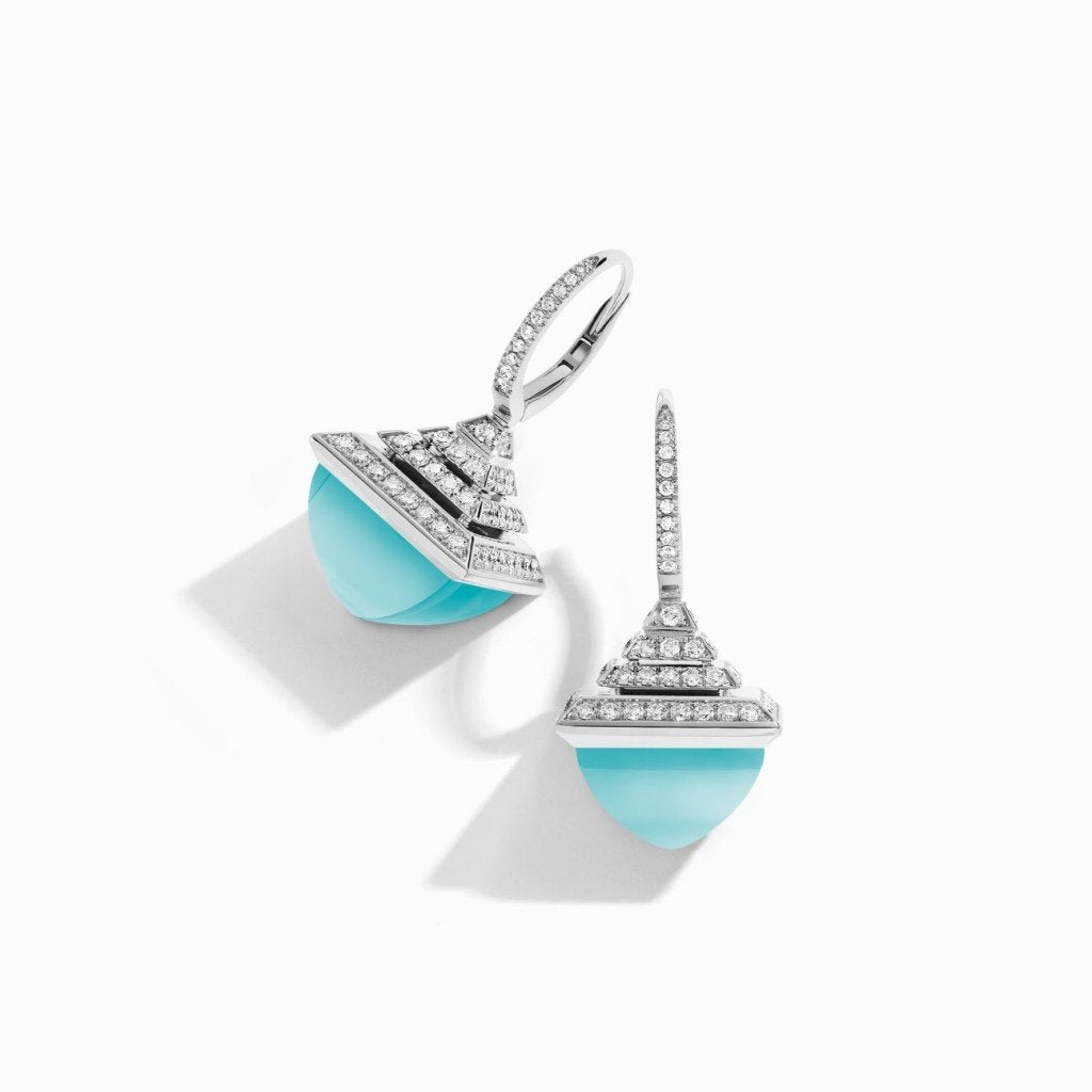 Cleo Rev  Diamond Drop Earrings White Gold