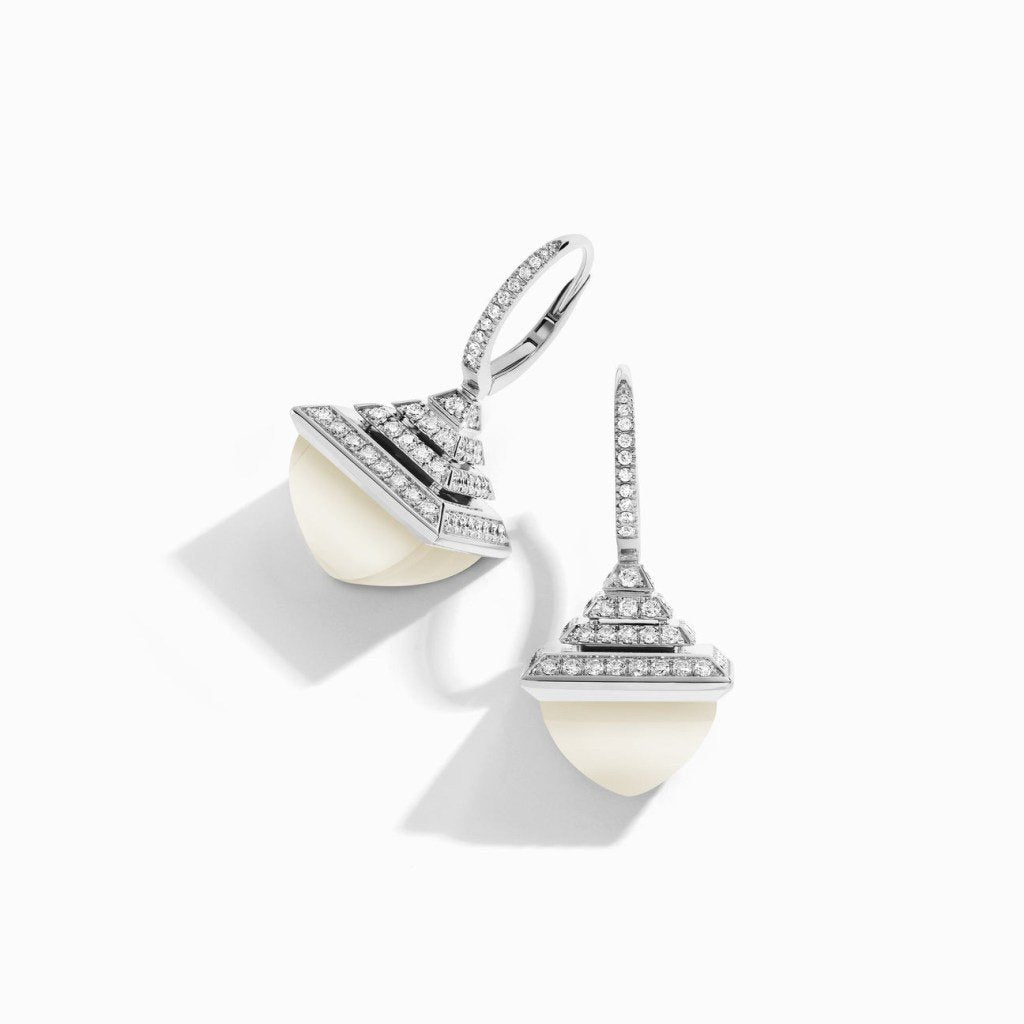 Cleo Rev  Diamond Drop Earrings White Gold