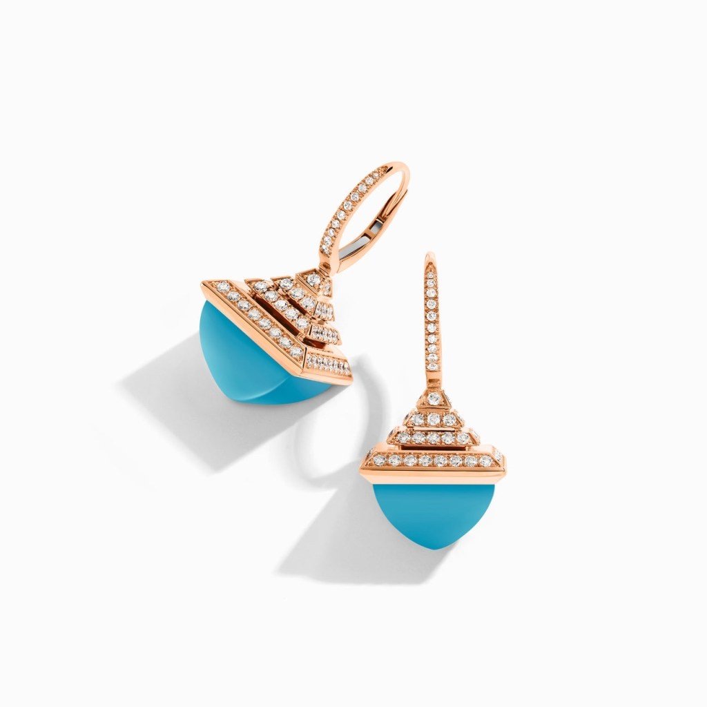 Cleo Rev Diamond Drop Earrings Rose Gold