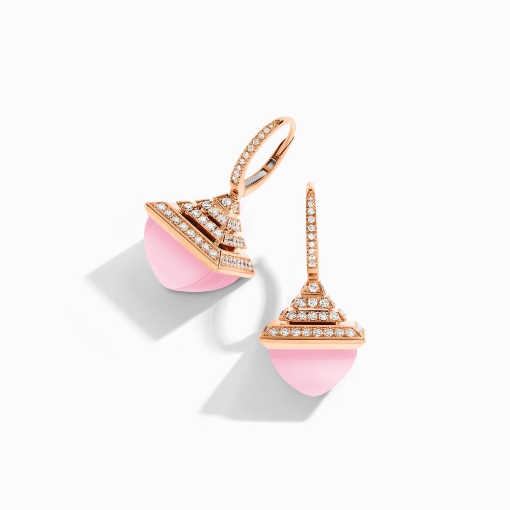 Cleo Rev Diamond Drop Earrings Rose Gold