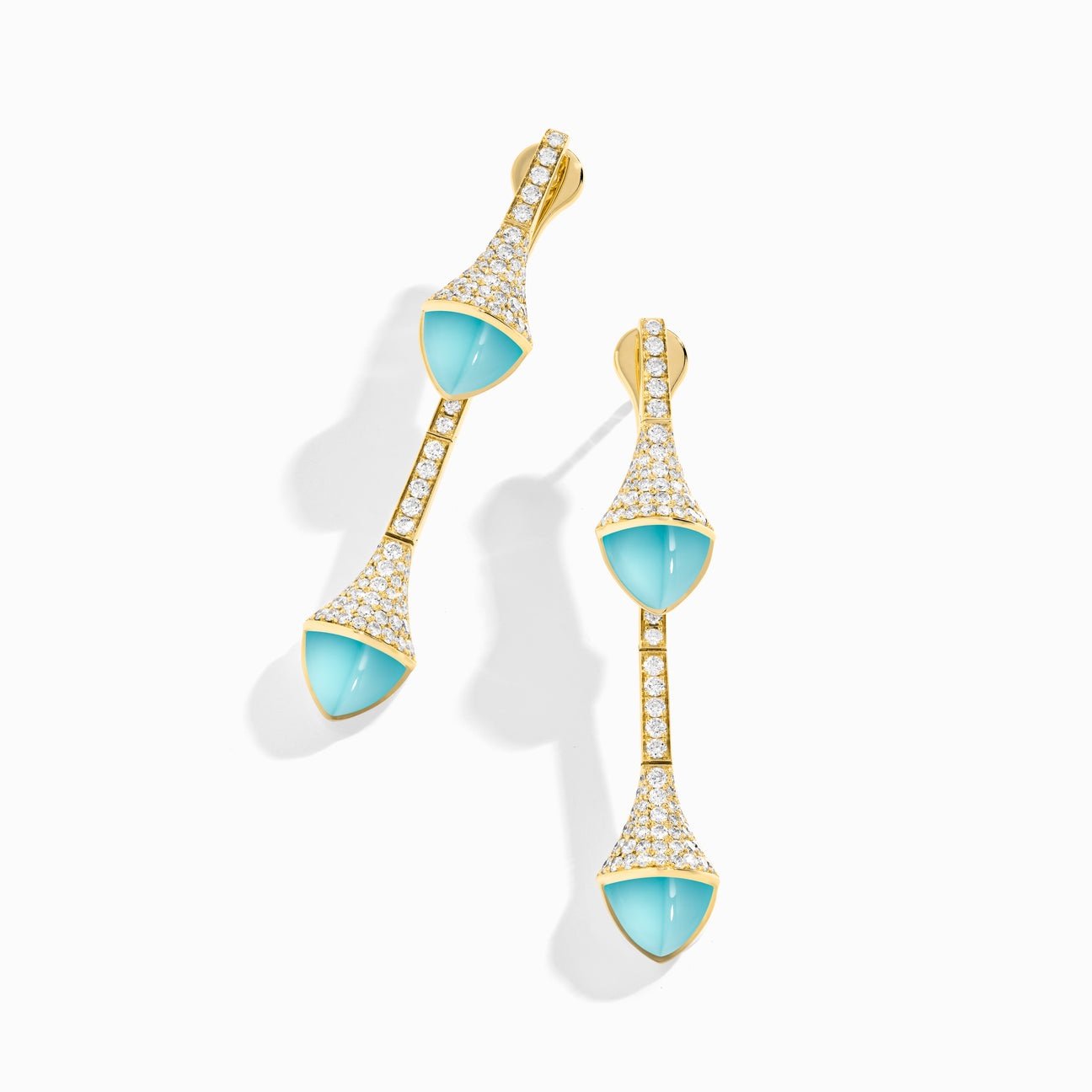 Cleo Diamond Drop Earrings Yellow Gold