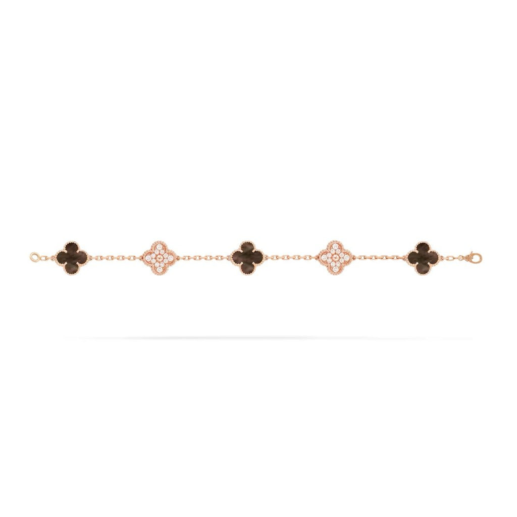 سوار فينتاج ألامبرا، 5 حلي زخرفية  ذهب وردي 18 قيراط، عرق اللؤلؤ، ماس