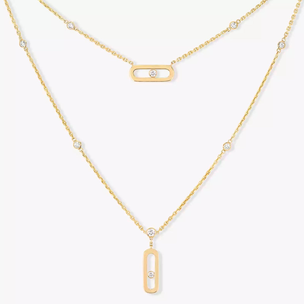 MOVE UNO بصفين قلادة الماس ذهب أصفر