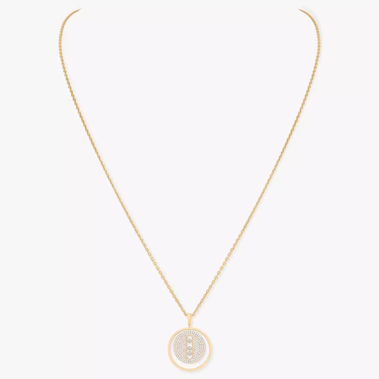 LUCKY MOVE MM PAVÉ قلادة الماس ذهب أصفر