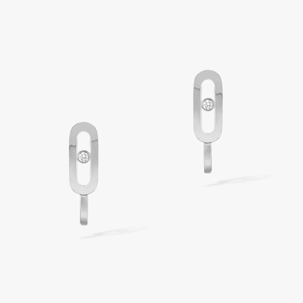 الأقراط الماس ذهب أبيض  MOVE UNO MINI HOOPS