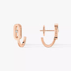 الأقراط الماس ذهب وردي  MOVE UNO MINI HOOPS