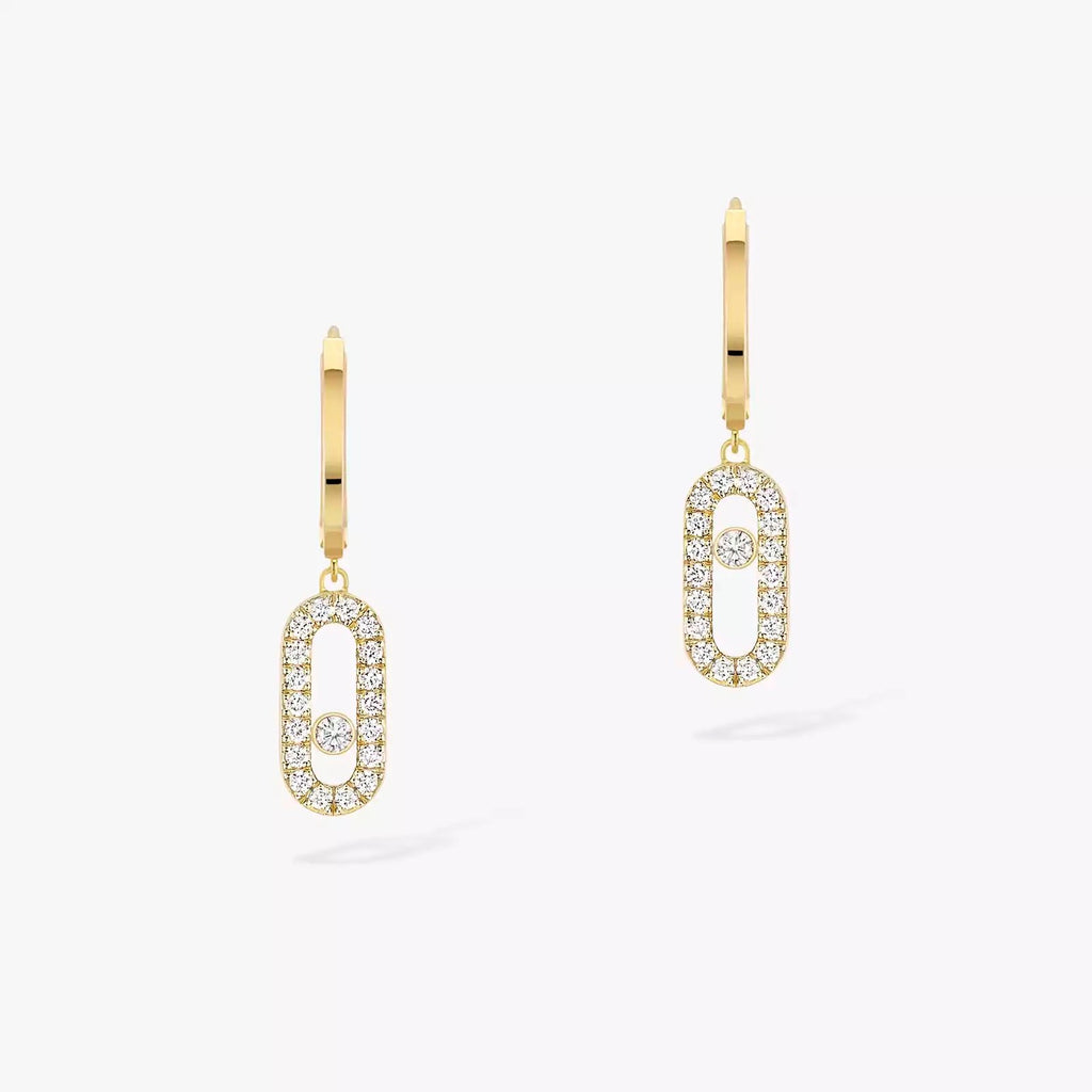‏MOVE UNO أقراط دائرية الماس ذهب وردي