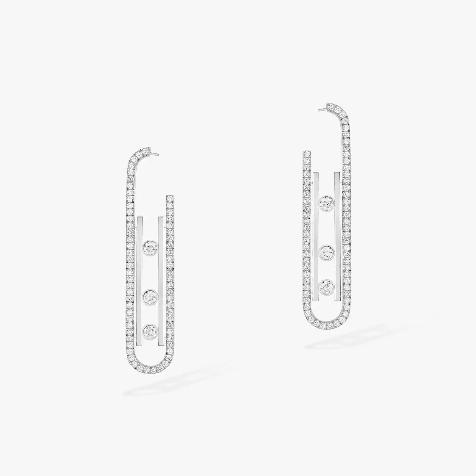 BOUCLES D'OREILLES MOVE 10TH PM الأقراط الماس ذهب أبيض