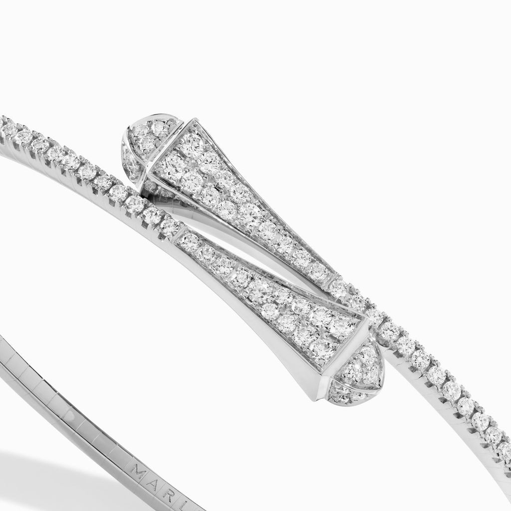 Cleo Full Diamond Slim Slip-On Bracelet White Gold