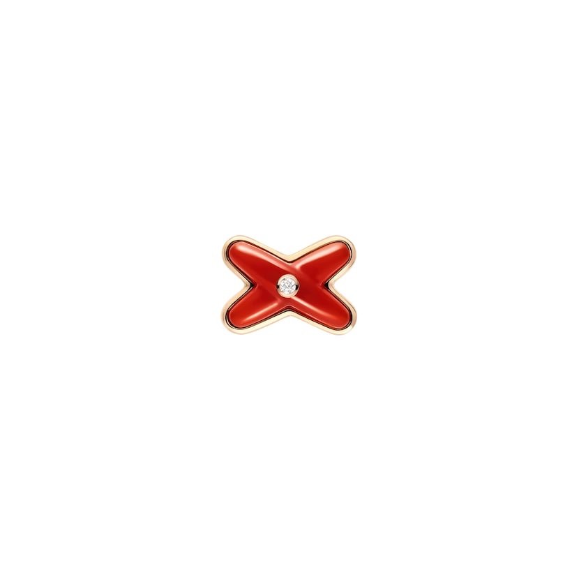‏JEUX DE LIENS " أقراط جو دو ليان" ذهب وردي، عقيق أحمر
