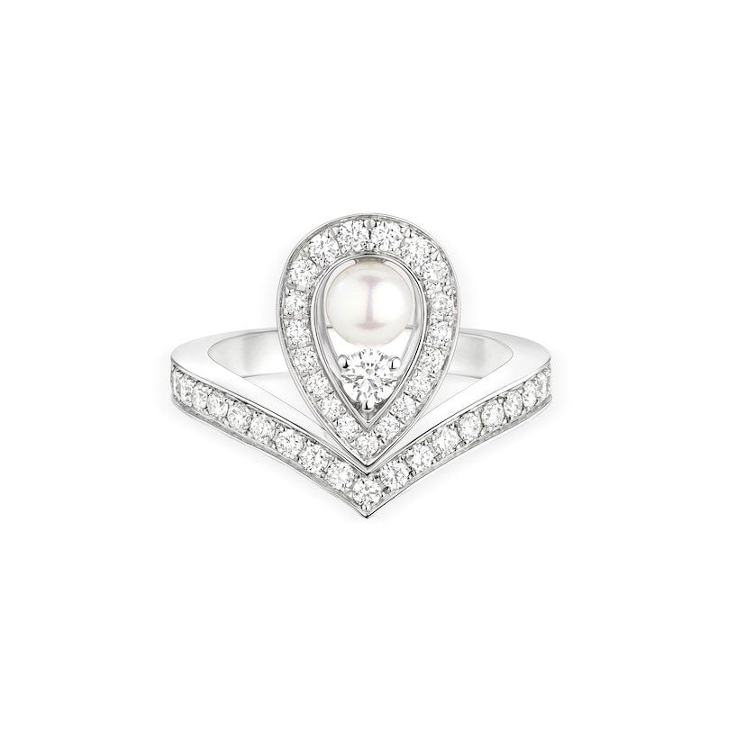 خاتم  "جوزفين إيغريت" ذهب أبيض، لؤلؤة، ألماس  JOSÉPHINE AIGRETTE