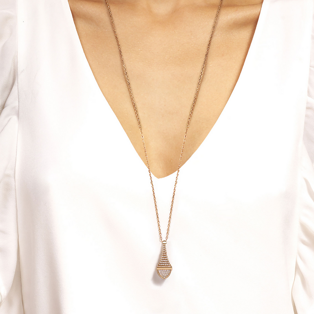 قلادة كليو ريف ميدي لوكس الماسية بالكامل بالذهب الأبيض