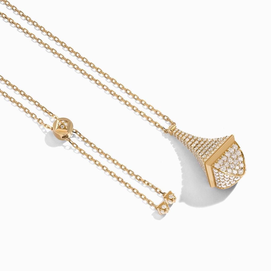قلادة كليو ريف ميدي لوكس الماسية بالكامل بالذهب الأصفر