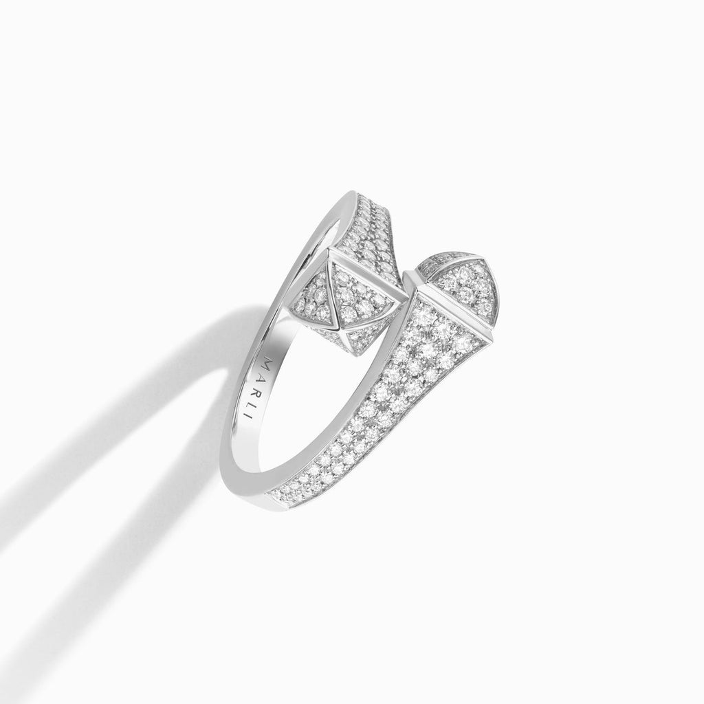 Cleo Full Diamond Midi Slim Ring White Gold
