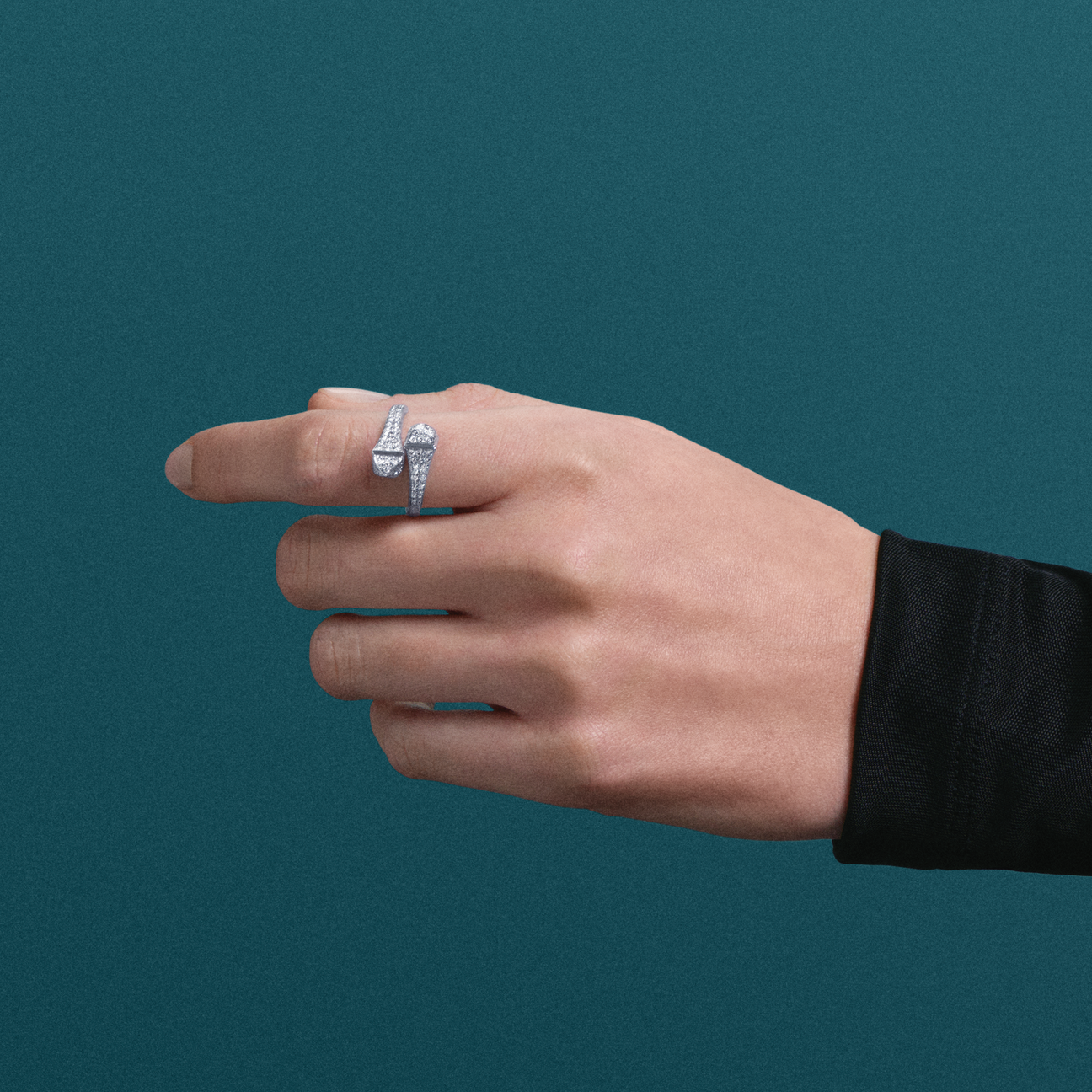Cleo Full Diamond Midi Slim Ring White Gold