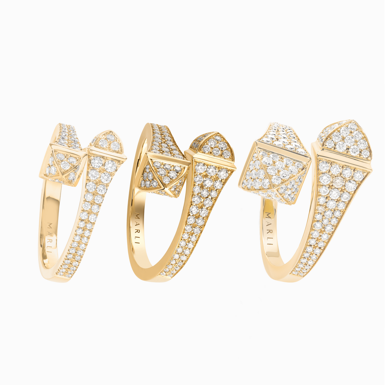 Cleo Full Diamond Midi Slim Ring Yellow Gold