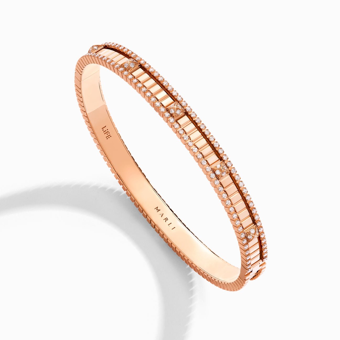 LIFE Full Diamond Hinged Bangle Rose Gold