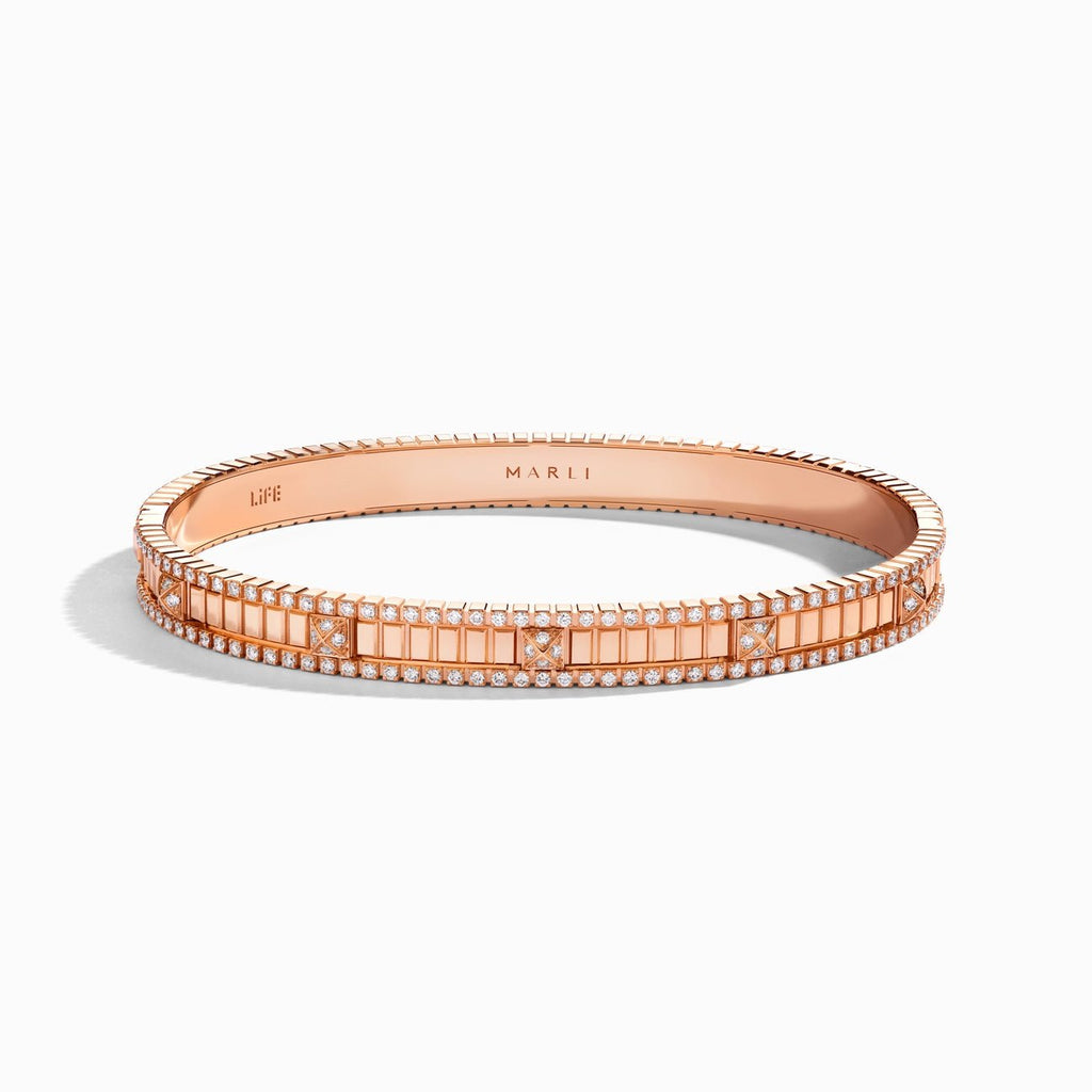 LIFE Full Diamond Hinged Bangle Rose Gold