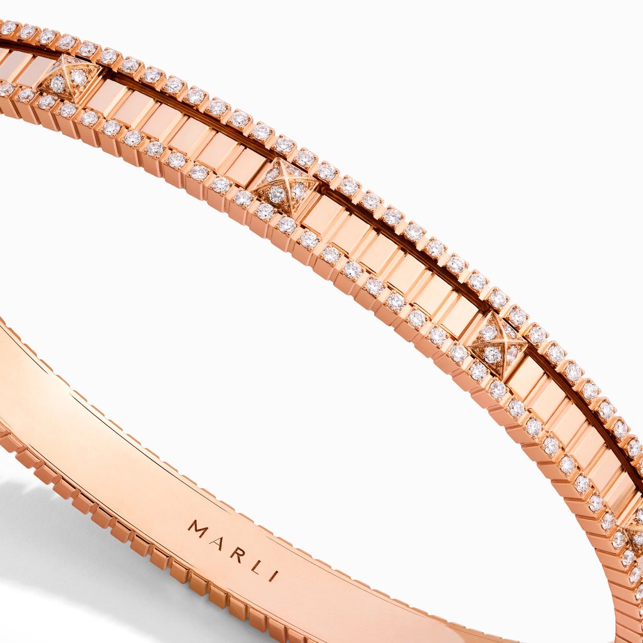 LIFE Full Diamond Hinged Bangle Rose Gold