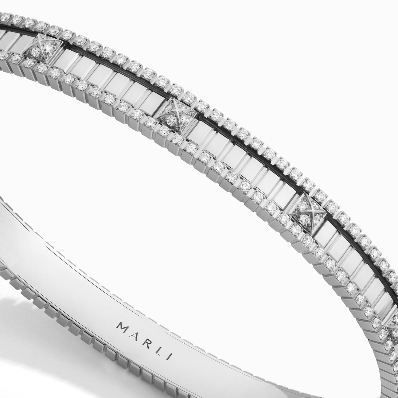 LIFE Full Diamond Hinged Bangle White Gold