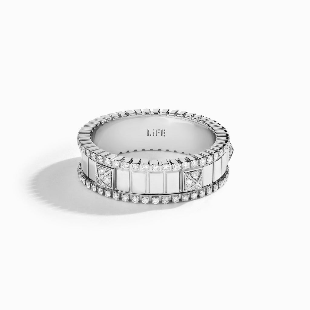 LIFE Full Diamond Spinning Ring White Gold