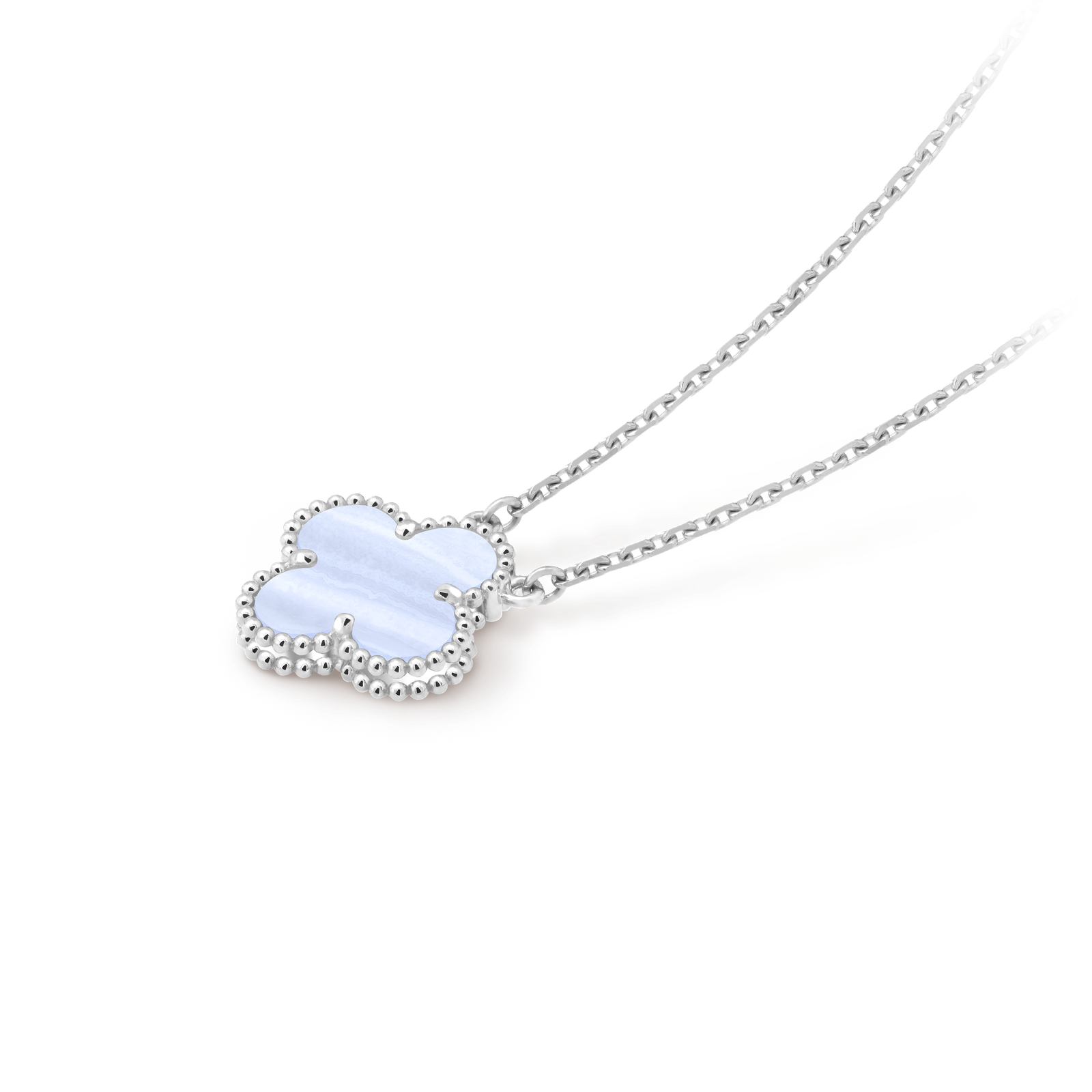 قلادة فينتاج ألامبرا ذهب أبيض 18 قيراط، بالخلقيدونية