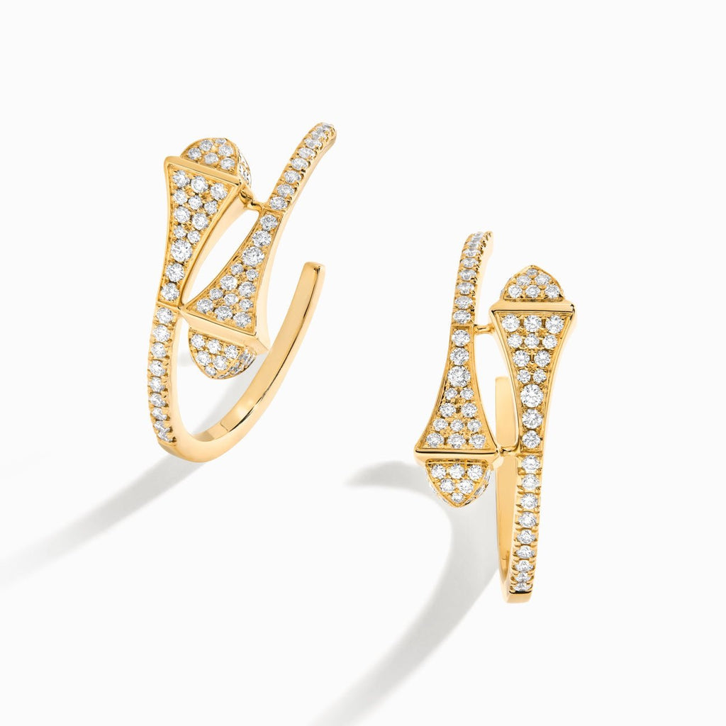 Cleo Full Diamond Small Hoop Earrings Yellow Gold