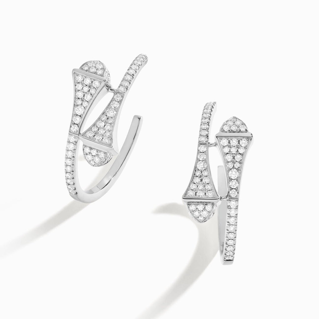 Cleo Full Diamond Small Hoop Earrings White Gold